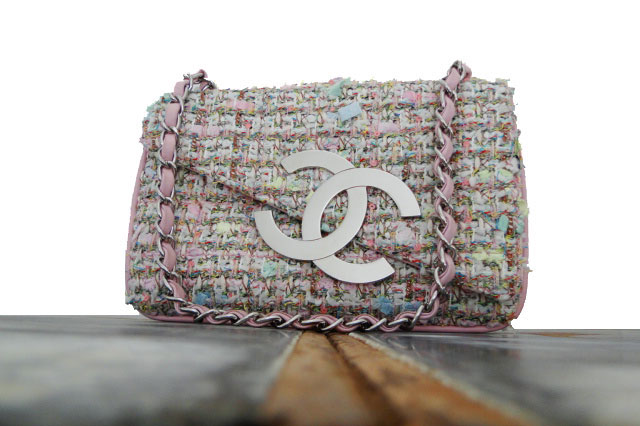 Chanel Tweed Flap Bag Pink