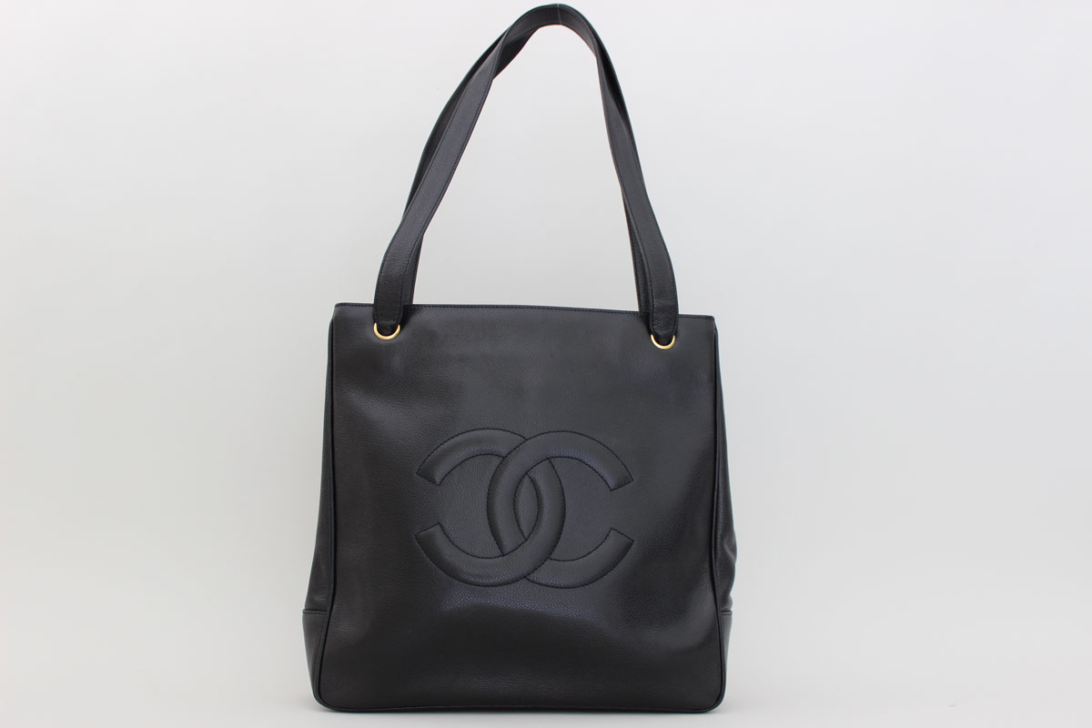 Chanel Vintage Black Caviar Double Strap Tote at Jill's Consignment