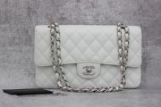 Chanel White Caviar 10" Classic Flap Bag