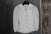 Chanel white cotton lace trim shirt 34 4