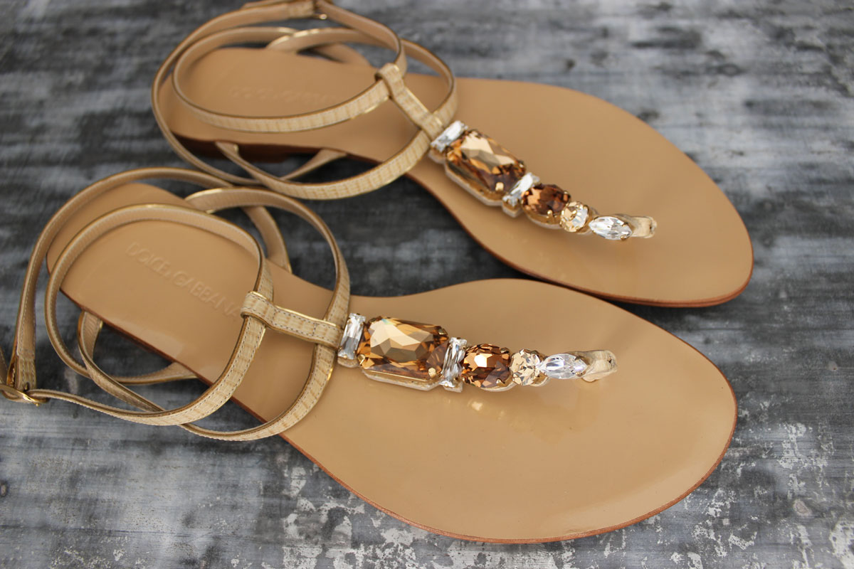 Dolce & Gabbana Jewel-embellished Metallic Leather Platform Sandals | Lyst
