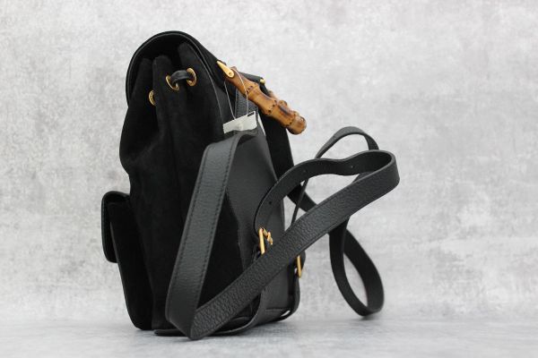 Gucci Black Suede & Leather Small Bamboo Backpack #5