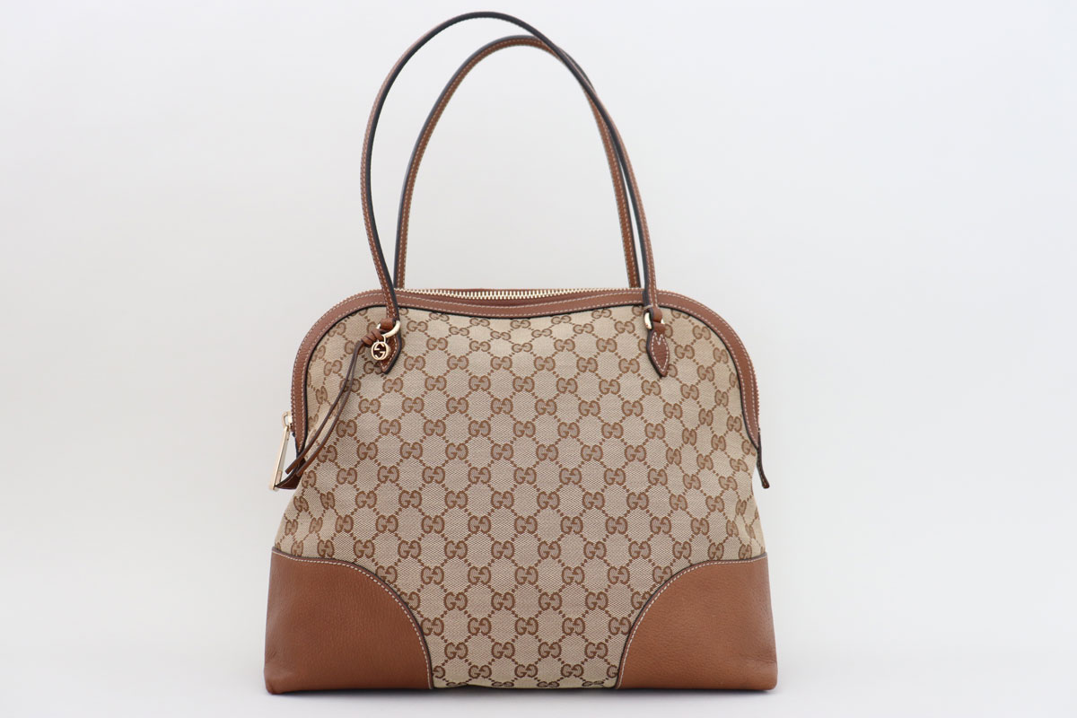 Gucci Brown Monogram GG Supreme Bree Shoulder Bag at Jill&#39;s Consignment