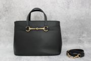 Gucci Black Leather Bright Bit Medium Tote Bag