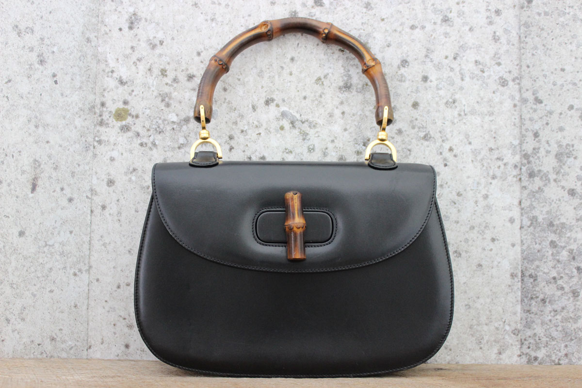 Gucci Bamboo Handle Bag Black Leather
