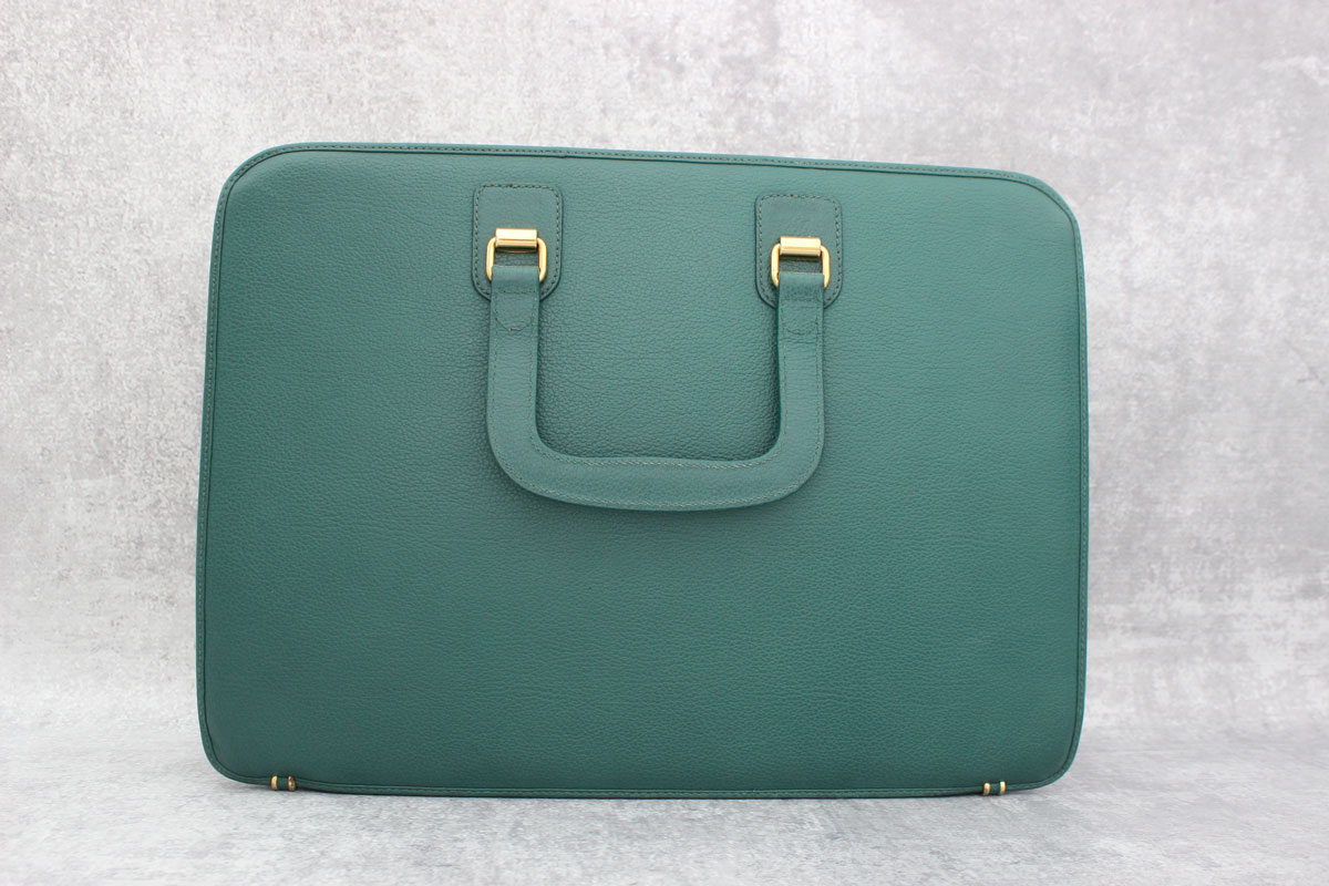 Gucci Green Leather Vintage HardSided Briefcase at Jill's Consignment
