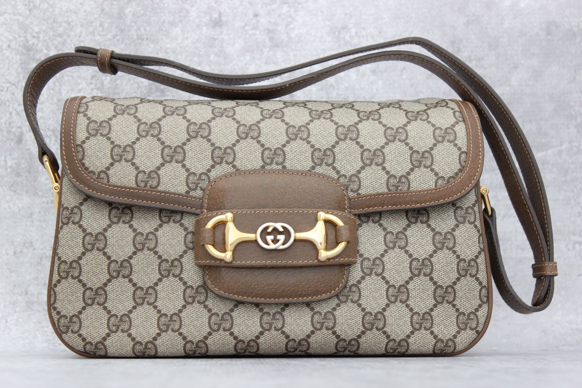 Gucci Brown GG Monogram Shoulder Bag with Flap at Jill&#39;s Consignment