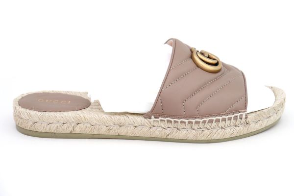 Gucci Quilted Leather Espadrille Slide Porcelain Pink at Jill's Consignment