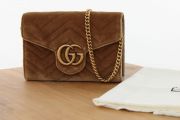Gucci Tan Velvet Matelasse GG Chain Wallet