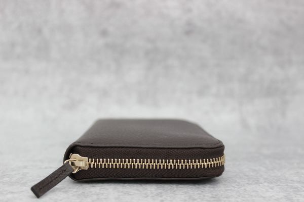Gucci Dark Brown Pebbled Leather Zip Around Wallet #5