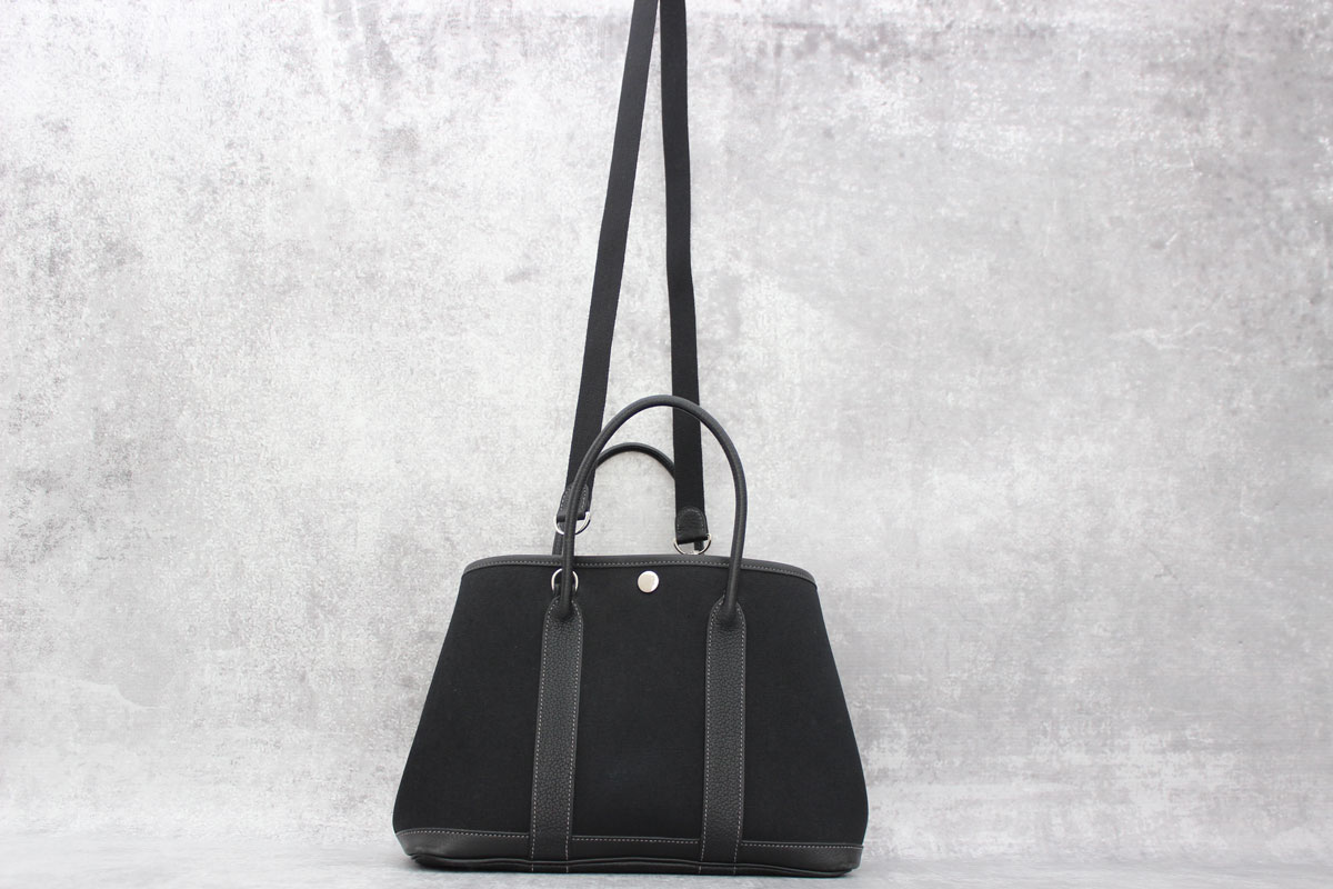Hermes Black Canvas & Leather Garden Party Tote at Jill's Consignment