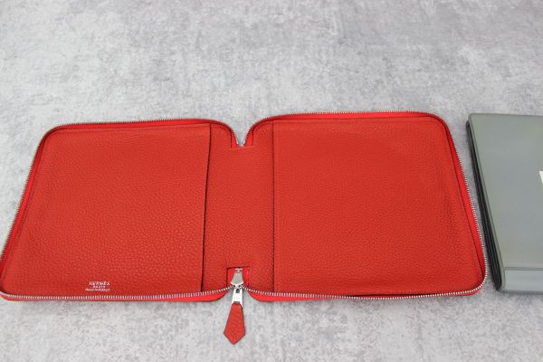 Hermes Rouge Red Togo Leather CD Case #2