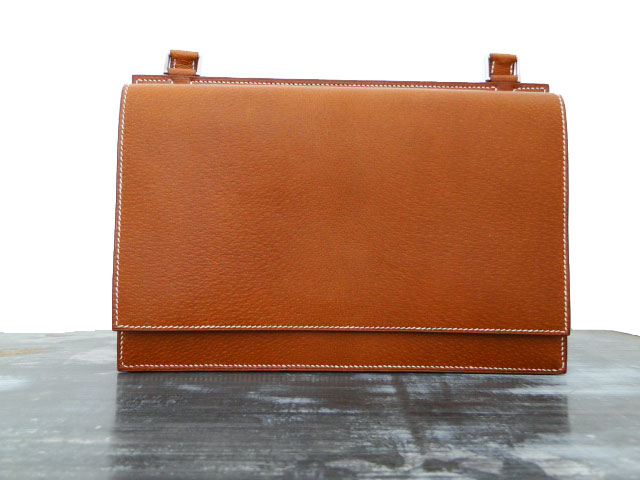 Hermes Tanned Grain Leather Vintage VALENTINE Flap H Bag