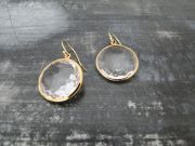 Ippolita 18k gold large lollipop earrings clear quartz