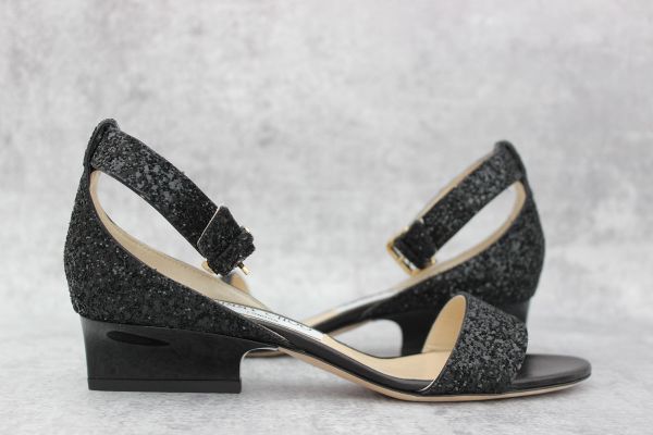 Jimmy Choo Edina 35 Black Glitter Wedge Sandals #3
