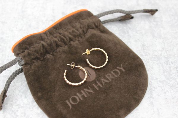 John Hardy 18K Gold Bedeg Small Hoop Earrings #2