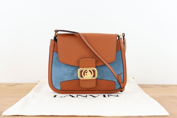 Lanvin Light Blue Suede and Leather Crossbody Bag