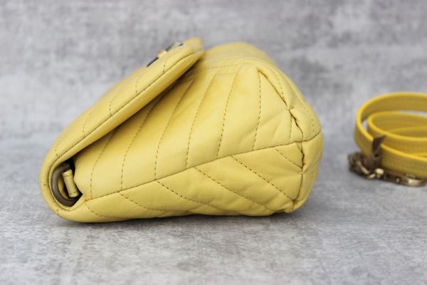 Lanvin Happy Quilted Leather Crossbody Clutch Yellow #3