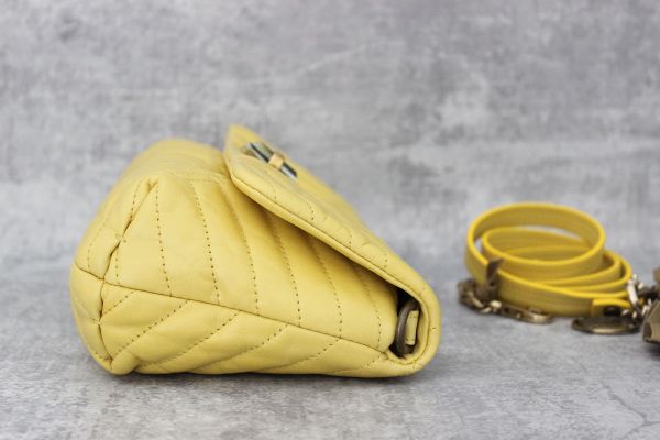 Lanvin Happy Quilted Leather Crossbody Clutch Yellow #4