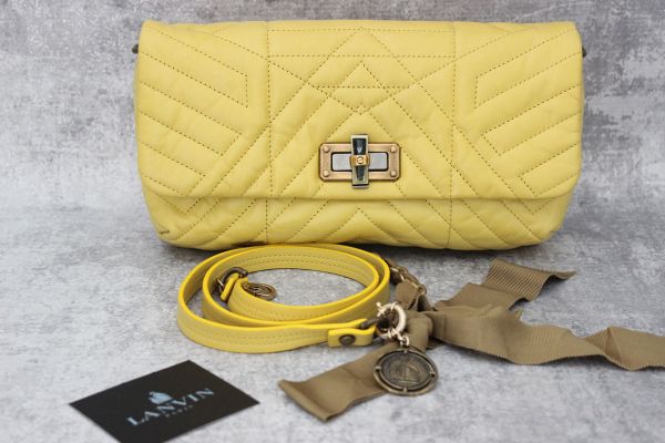 Lanvin Happy Quilted Leather Crossbody Clutch Yellow