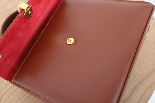 Launer London Tan Leather Traviata Handbag #11