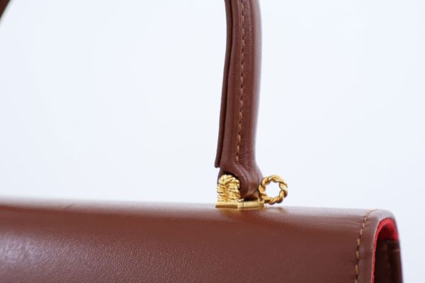 Launer London Tan Leather Traviata Handbag #7