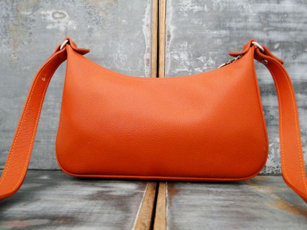 Longchamp Adjustable Strap Shoulder Bag Fox Orange Leather #3