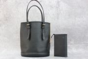 Louis Vuitton Black Epi Leather Petit Bucket with Pouch