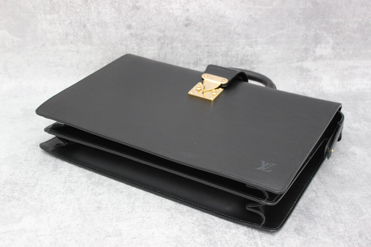Louis Vuitton Black Epi Leather Serviette Fermoir Briefcase