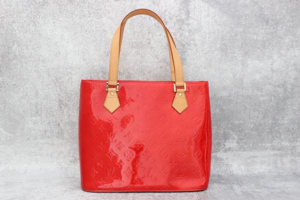 Louis Vuitton Red Monogram Vernis Houston Tote at Jill&#39;s Consignment