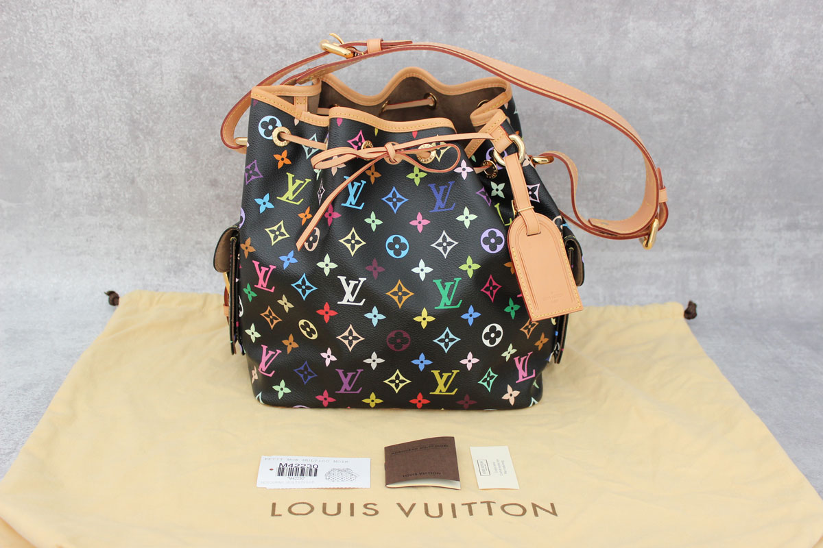 Louis Vuitton Petit Noe Handbag Monogram Multicolor Black 1911372