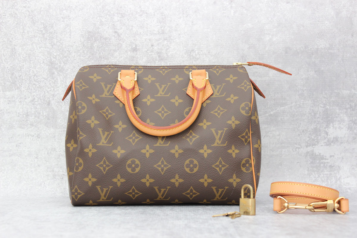 Louis Vuitton Monogram Speedy 25 with Strap at Jill&#39;s Consignment