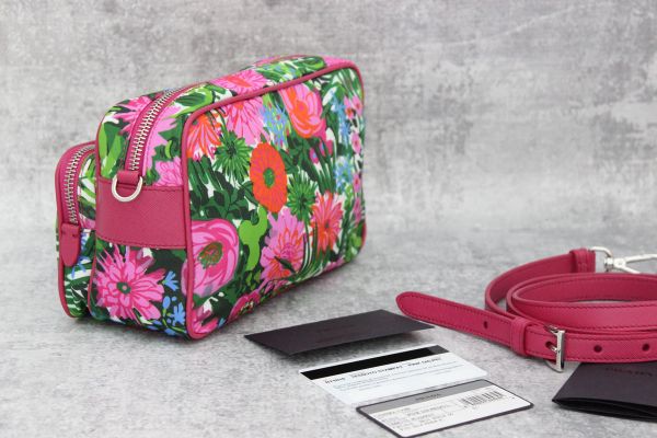 Prada Tessuto Printed Crossbody Camera Bag Pink Floral #6