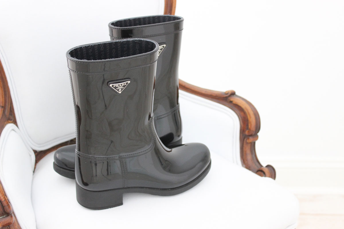 Prada Black Pull On Rain Boots at Jill's Consignment