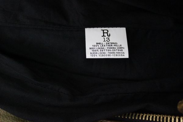 R 13 Camouflage Biker Leather Jacket Medium #7