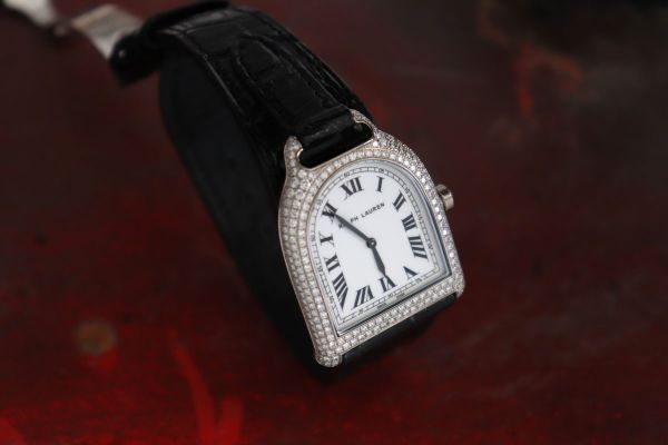 Ralph Lauren Stirrup Small 18KT White Gold Pave Diamond Watch #4
