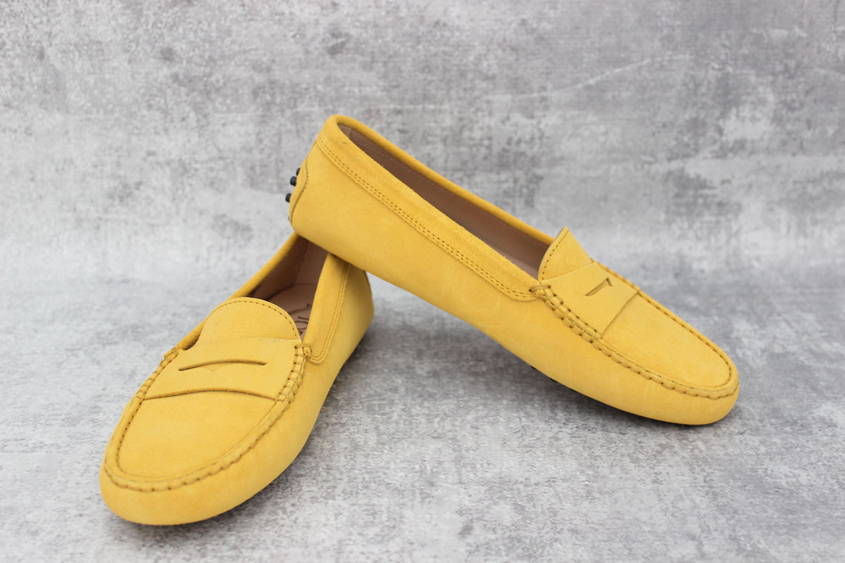 Tod's Yellow Suede Classic Driving Loafer at Jill's Consignment