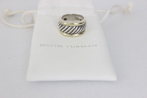 David Yurman Sterling & Gold Thoroughbred Cigar Band Ring